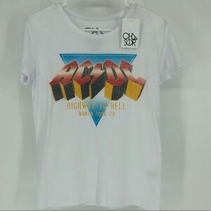 Chaser NWT AC/DC Band Graphic Tee Shirt White XS